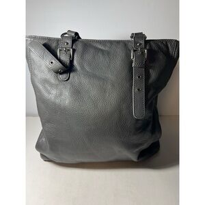 Gray Leather Tote Bag